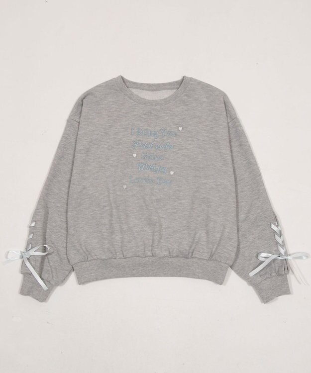 WEGO レースアップリボンスウェット 杢グレー