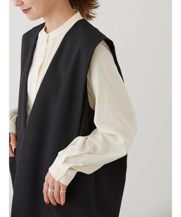 AMERICAN HOLIC 丈違いニュアンスベスト Black