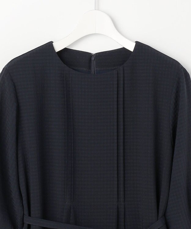 J.PRESS LADIES S シアーブロックチェック ワンピース ネイビー系