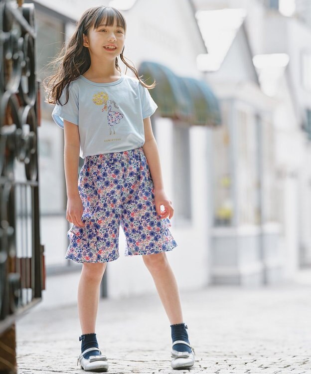 組曲 KIDS 【150-160㎝】サマーフラワー ショートパンツ ブルー