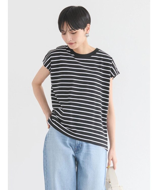 AMERICAN HOLIC 接触冷感フレンチスリーブカットプルオーバー Border Black