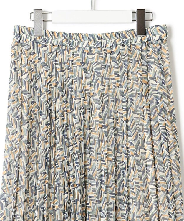 23区 【洗える】シアーヘリンボーンプリント プリーツ スカート ブループリント
