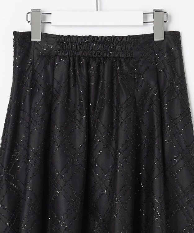 Feroux きらめきチェックフレア スカート ブラック系