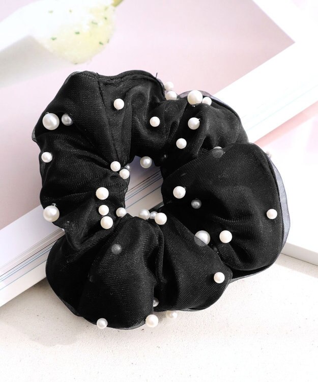 Tiaclasse ランダムパール付きチュールシュシュ ブラック