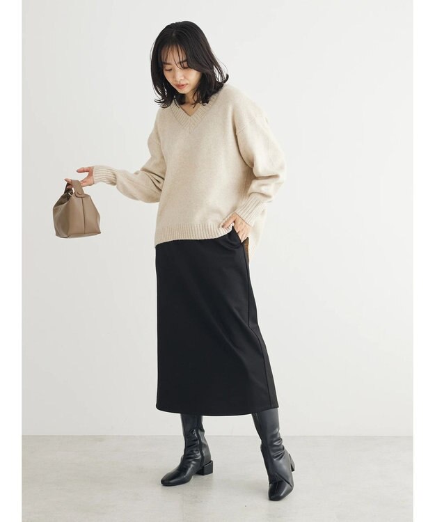 Green Parks ＭｉｘカラーＶネックニットプルオーバー Light Beige