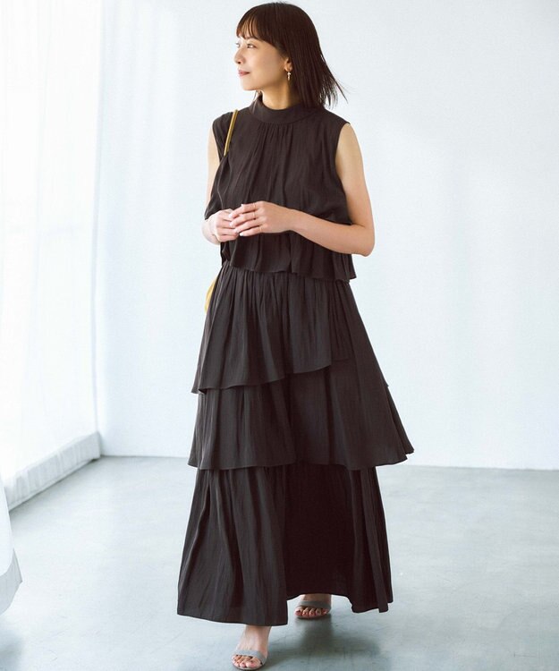 組曲 S 【入江未悠さんコラボ】ギャザーライトデシンティアード ブラウス チョコレートブラウン系