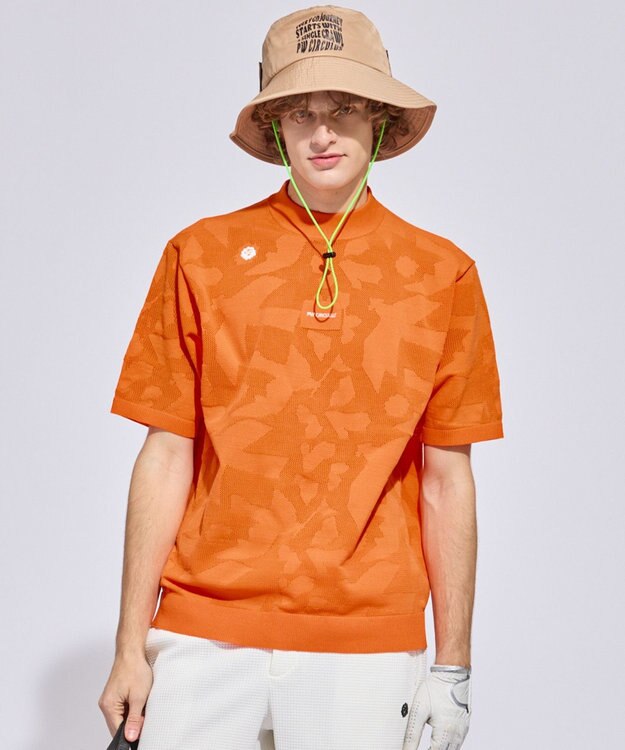 PW CIRCULUS 【MEN】ＤＯＶＥモチーフ ニットモックネック ゴルフ オレンジ系