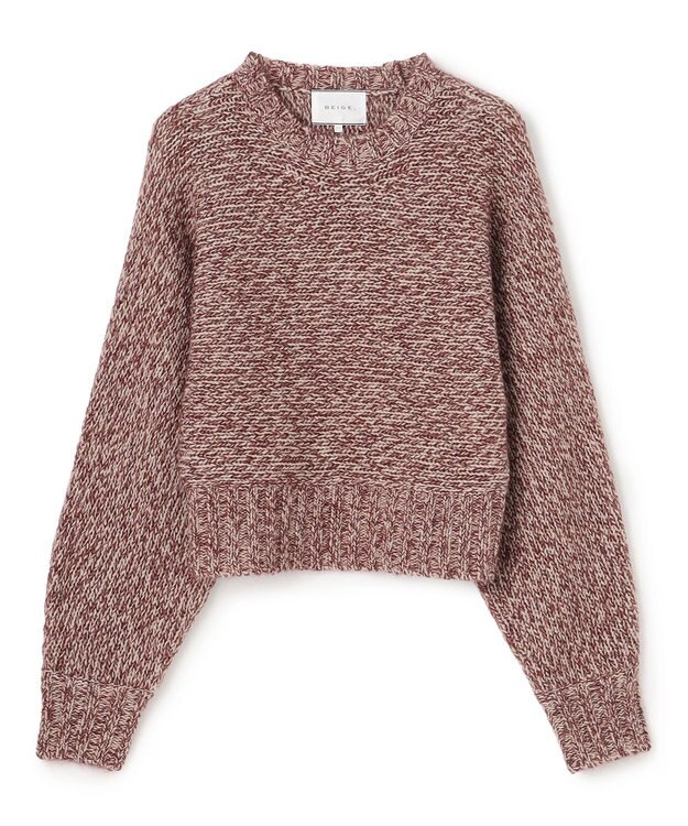 BEIGE， MARANA / モヘア混ミックスドルマンニット Taupe x Bordeaux