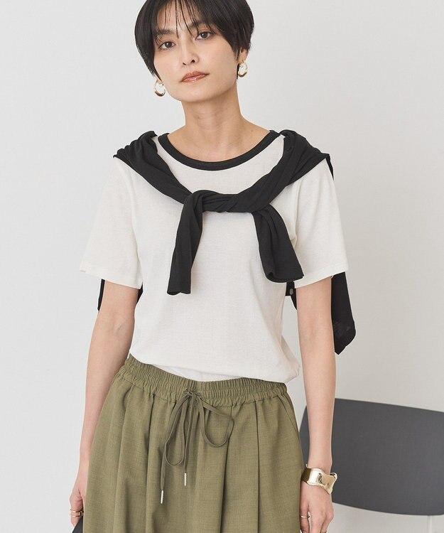 AMERICAN HOLIC 【２点セット】リンガーＴシャツ＋カーディガン Off White