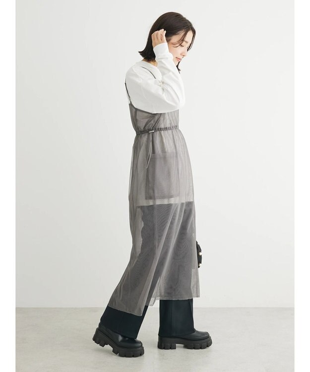 Green Parks ・ＥＬＥＮＣＡＲＥ　ＤＵＥ　チュールドロストキャミワンピ Charcoal Gray