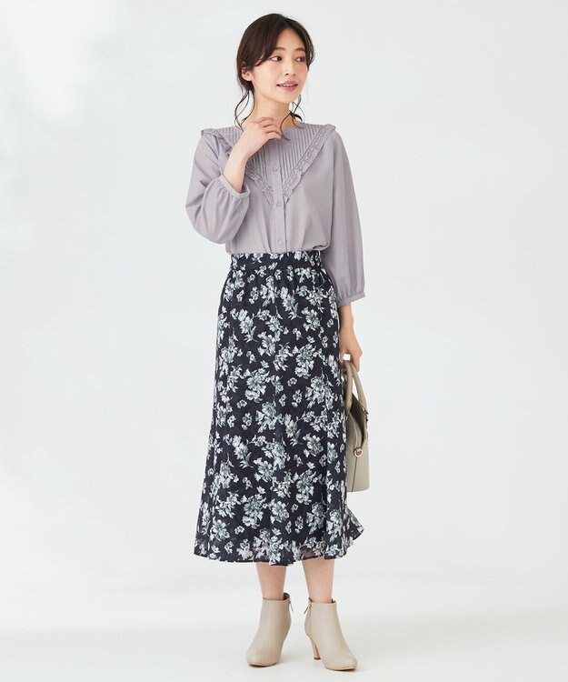 ANY SIS 【洗える】レースフリル ブラウス ラベンダー