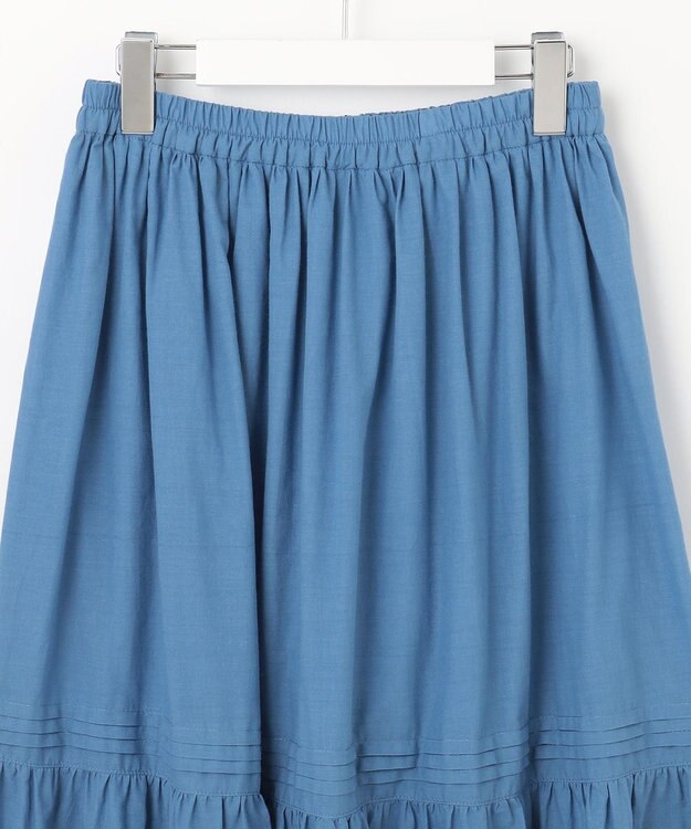 Feroux 【洗える】刺繍ティアード スカート ブルー系