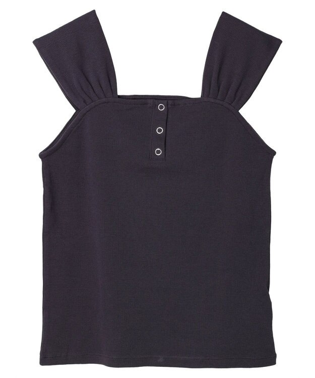 earth music&ecology リブフレンチタンクトップ Charcoal Gray