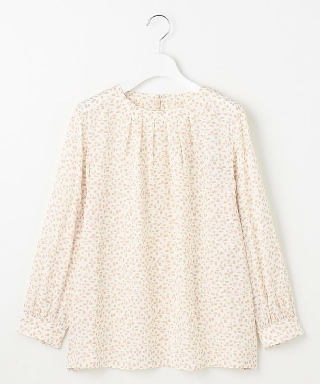 自由区 L 【カタログ掲載・セットアップ対応・洗える】ジオメトリックフラワードットプリント ブラウス ベージュ系