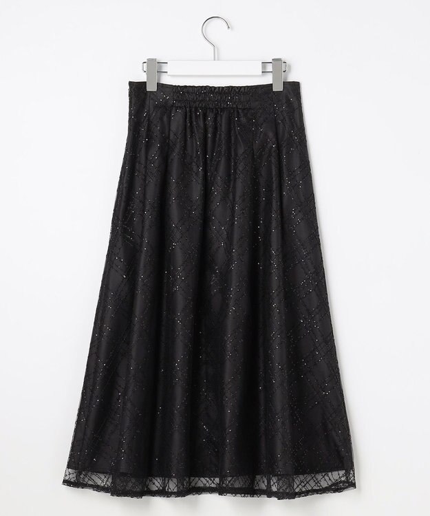 Feroux きらめきチェックフレア スカート ブラック系