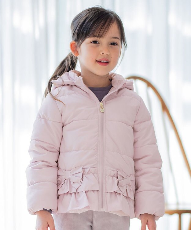 ANY KIDS 【洗濯機OK】中綿リボンコート ピンク