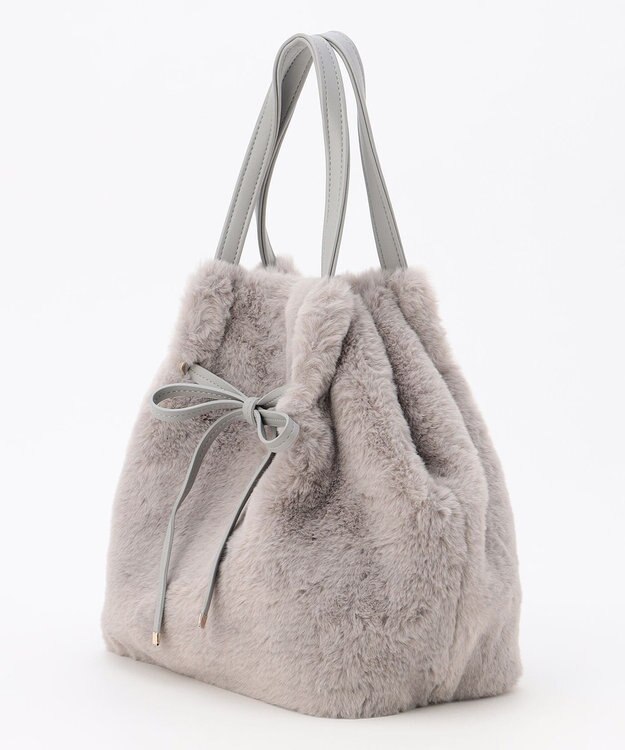 ANY SIS 【2WAY】フェイクファーリボン バッグ ライトグレー