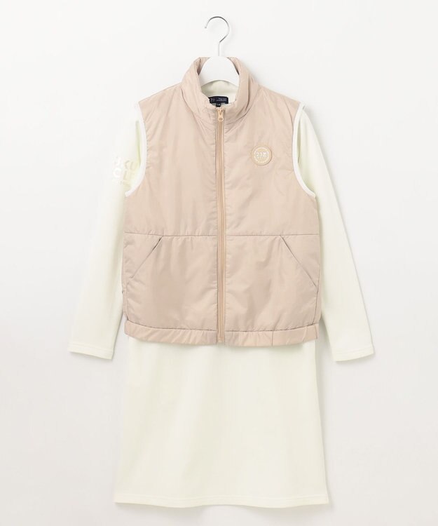 23区GOLF 数量限定！お得セット【WOMEN】撥水ベスト付 ワンピース 着回し力と機能性 長く使える ベージュ系
