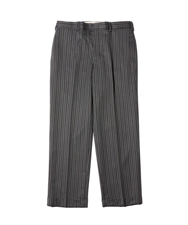 J.PRESS MEN 【J.PRESS ORIGINALS】Dark Pinstripe Wool New Piped Stem Slacks / Big Back Belt ライトグレー系1