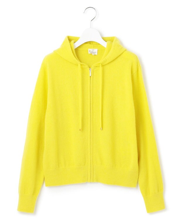 23区 L 【見上愛さん着用/洗える】ピュアカシミヤ ジップアップ ニット パーカー イエロー系