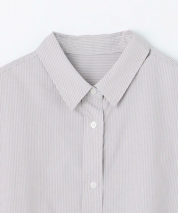 ANY 【手洗い可能/抗菌防臭/速乾/UVカット】ショート丈シャツ グレーピンストライプ