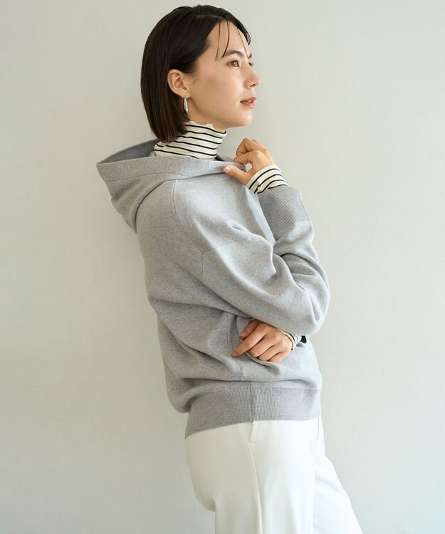 UNFILO コットンカシミヤニット フーディ グレー