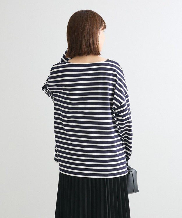 Green Parks ボーダーゆるチュニック Dark Navy