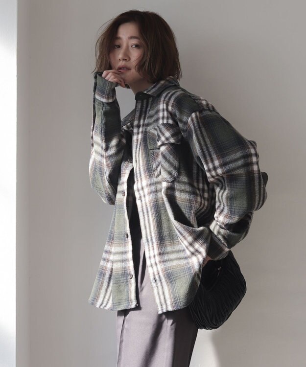 WEGO 【2025年秋冬新作/ユニセックス着用ITEM/SMLサイズ展開】ヘビーネルチェックシャツ（LS） 柄4