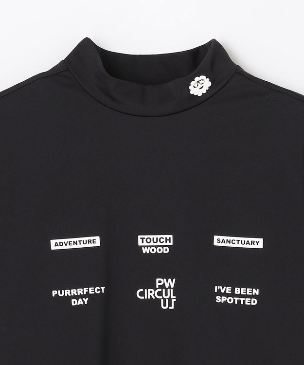 PW CIRCULUS 【WOMEN】メッシュコンビ モックネック  ゴルフウェア レディース ブラック系