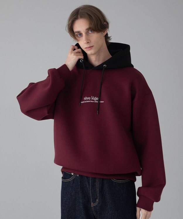 WEGO 【ユニセックス着用ITEM/MLサイズ展開】ワンポイントバイカラープルパーカー ワイン