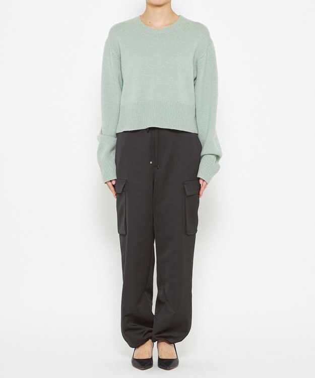 uncrave 【洗濯機洗い可】サテン イージーカーゴパンツ（uncrave WHITE） ブラック