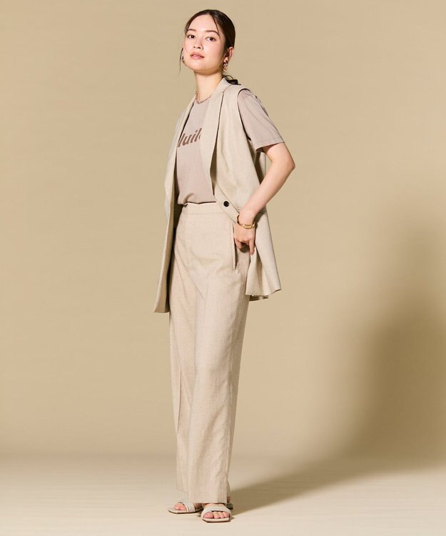 BEIGE， CAROLE / リネンライクフルレングスワイドパンツ Sand