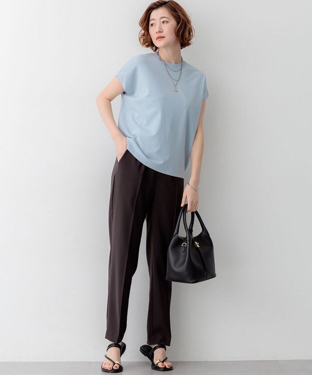 23区 S 【Oggi7月号掲載/吸水速乾/接触冷感/UVカット】ストレッチジョーゼット テーパード パンツ ダークブラウン系