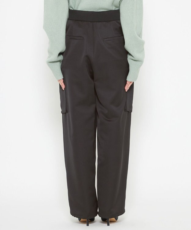 uncrave 【洗濯機洗い可】サテン イージーカーゴパンツ（uncrave WHITE） ブラック