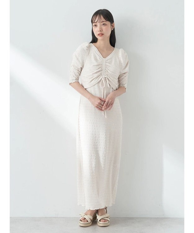 earth music&ecology やわらかカットソーレイヤード見えワンピース Ivory