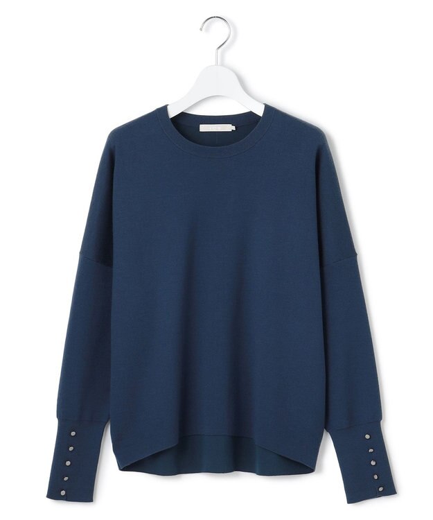 ICB 【洗える】 シルキーウールダブルフェイス ニットプルオーバー ブルーグレー