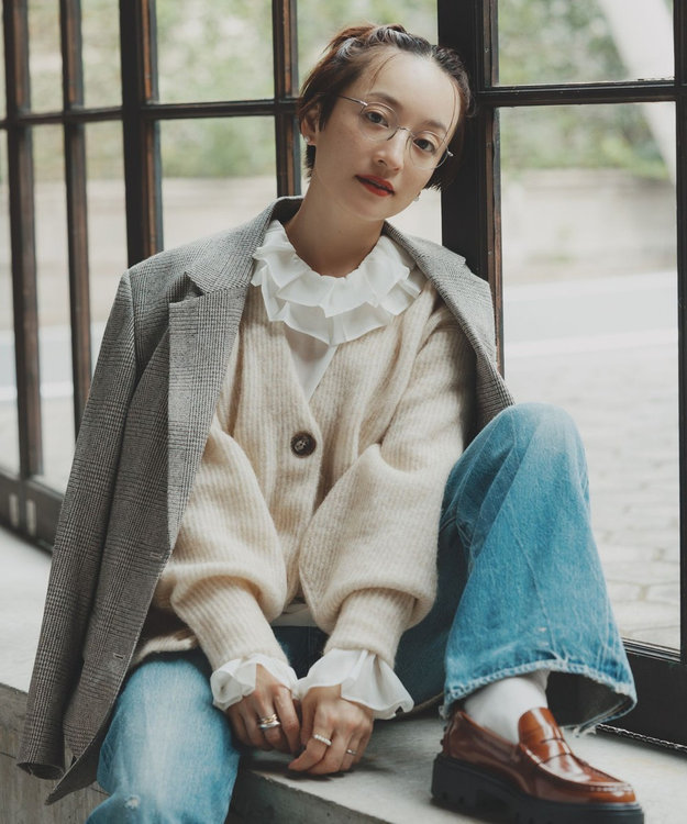 #Newans 【高山都さんコラボ】オーバーサイズテーラードジャケット ベージュチェック