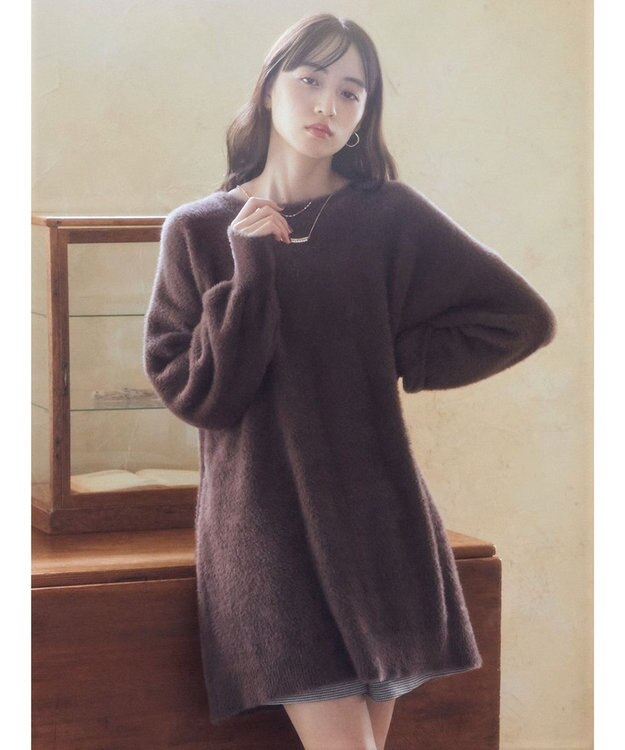 earth music&ecology ミニシャギーチュニック Brown