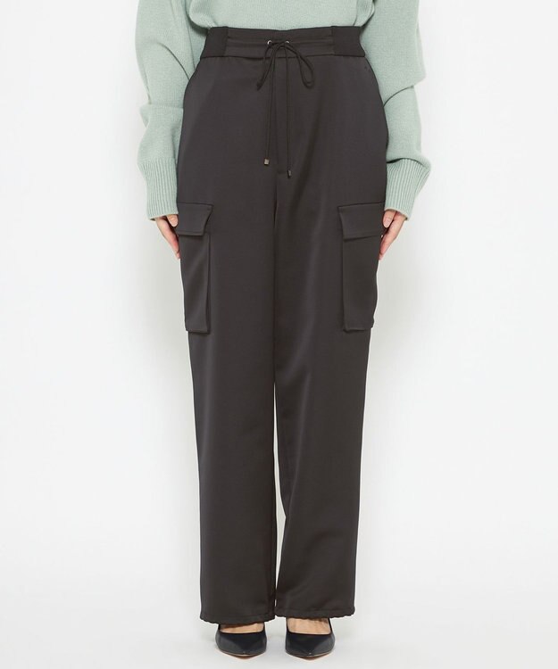 uncrave 【洗濯機洗い可】サテン イージーカーゴパンツ（uncrave WHITE） ブラック