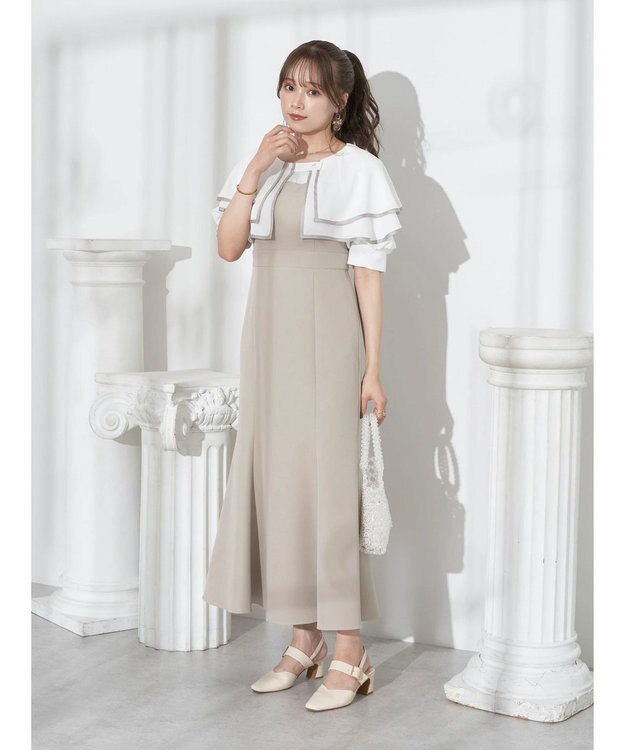earth music&ecology パイピング衿付きドッキングワンピース Beige