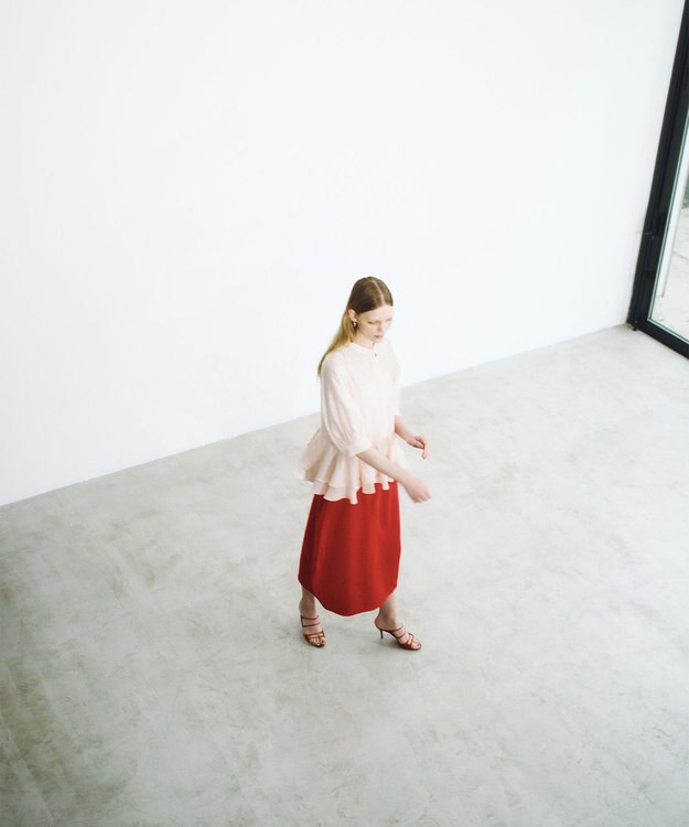 #Newans 【洗える】ダブルフリルヘムシアーシャツ シアーピンク