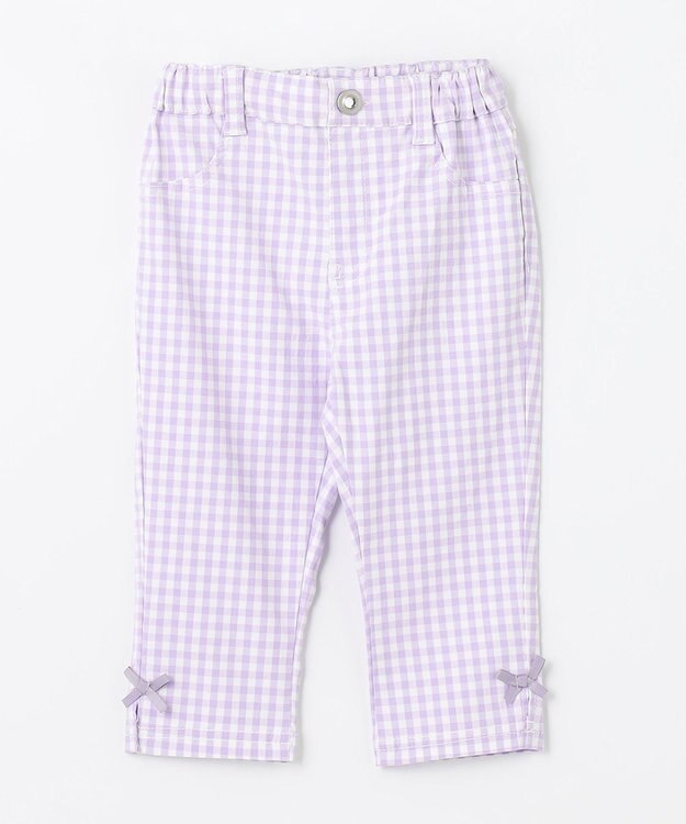 ANY KIDS 接触冷感 しろくま パンツ ラベンダー×ギンガム