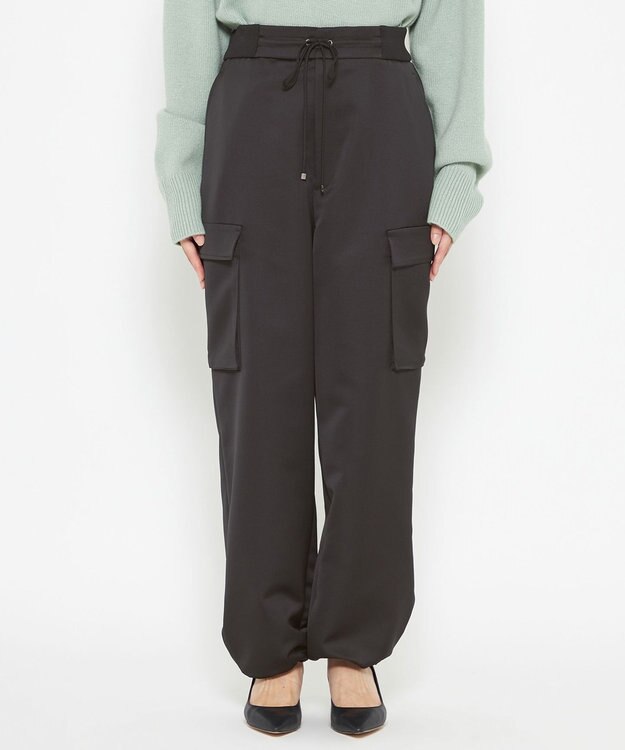 uncrave 【洗濯機洗い可】サテン イージーカーゴパンツ（uncrave WHITE） ブラック