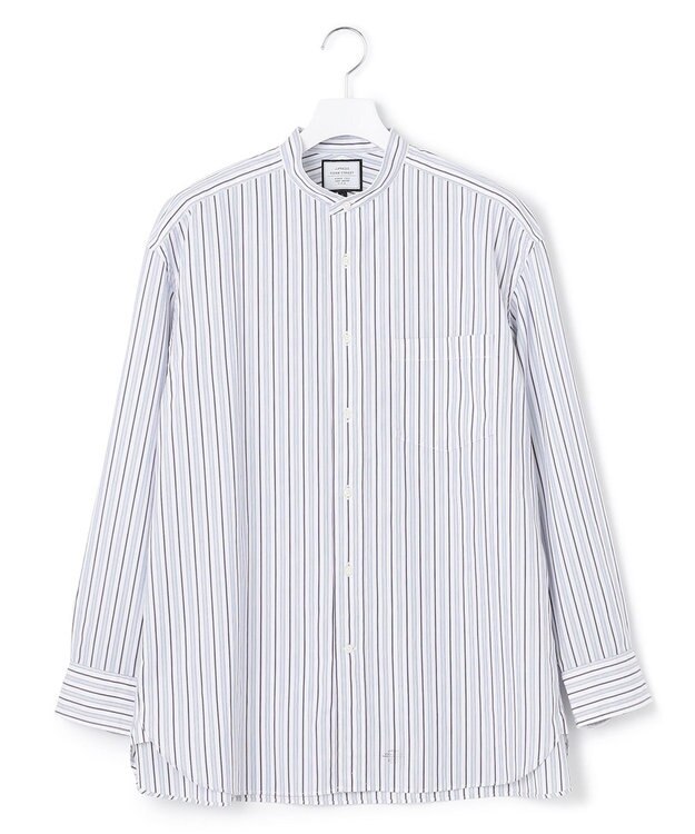 J.PRESS YORK STREET 【UNISEX】バンドカラー　ストライプシャツ ホワイト系1