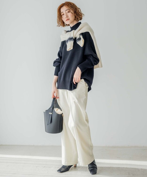 23区 【洗える】ウールカシミヤ ハイネック ニット ブラック系