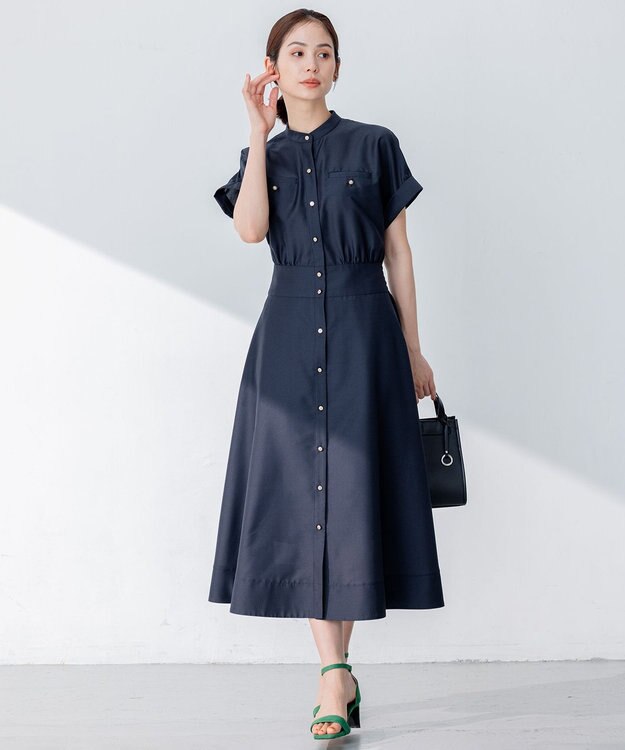 組曲 L 【洗える・涼感】シアーボイル ワンピース ネイビー系