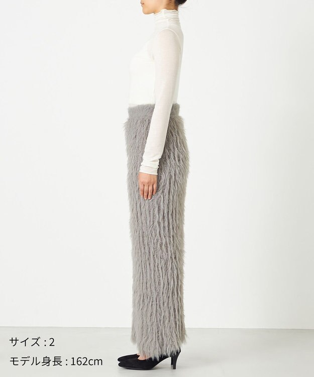 NAVE 【ReNAVE・洗える】メルティーシャギーニット スカート ライトグレー系