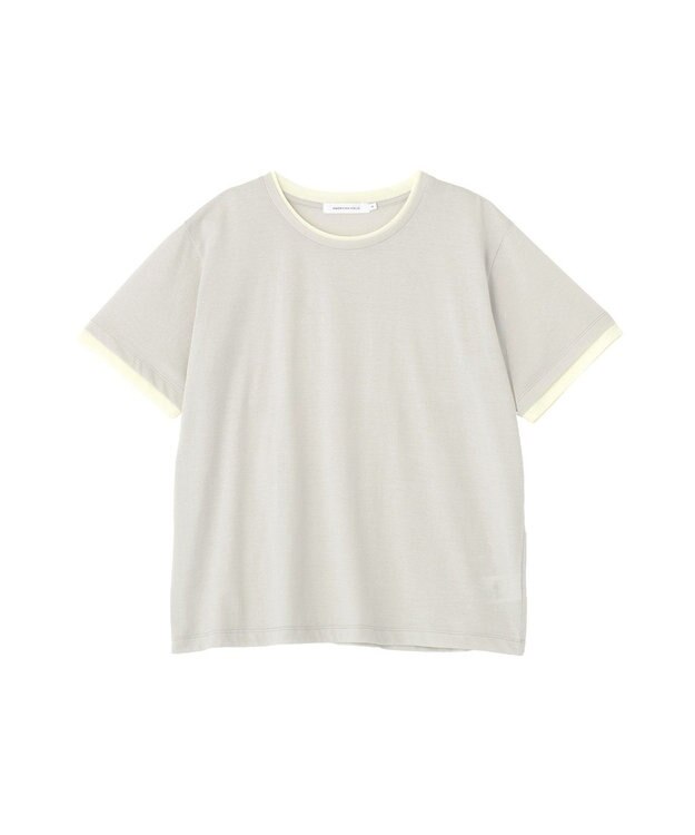 AMERICAN HOLIC 配色レイヤード風シアーＴシャツ Light Gray