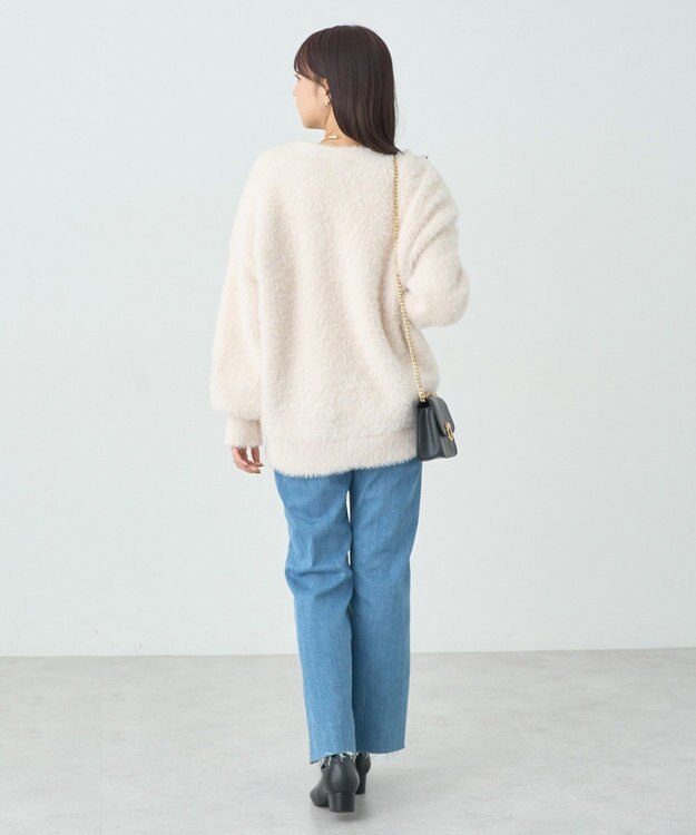 earth music&ecology ロングシャギーカーディガン Ivory