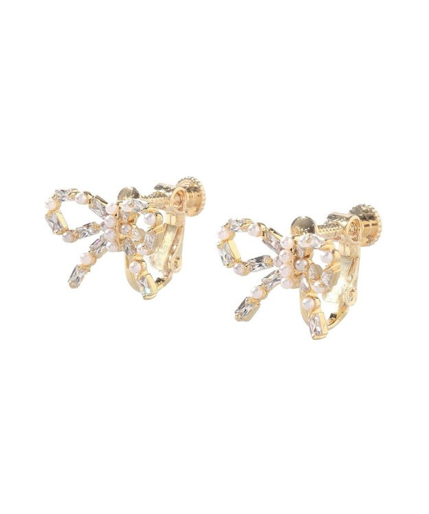 Maison de FLEUR ビジューリボンイヤリング Gold